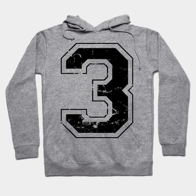 Number 3 Three Black Jersey Sports Athletic Player Hoodie by porcodiseno